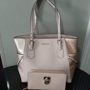 MICHAEL KORS Ballerina🩰Pink "Voyager" Tote & "Hamilton" Wallet Set